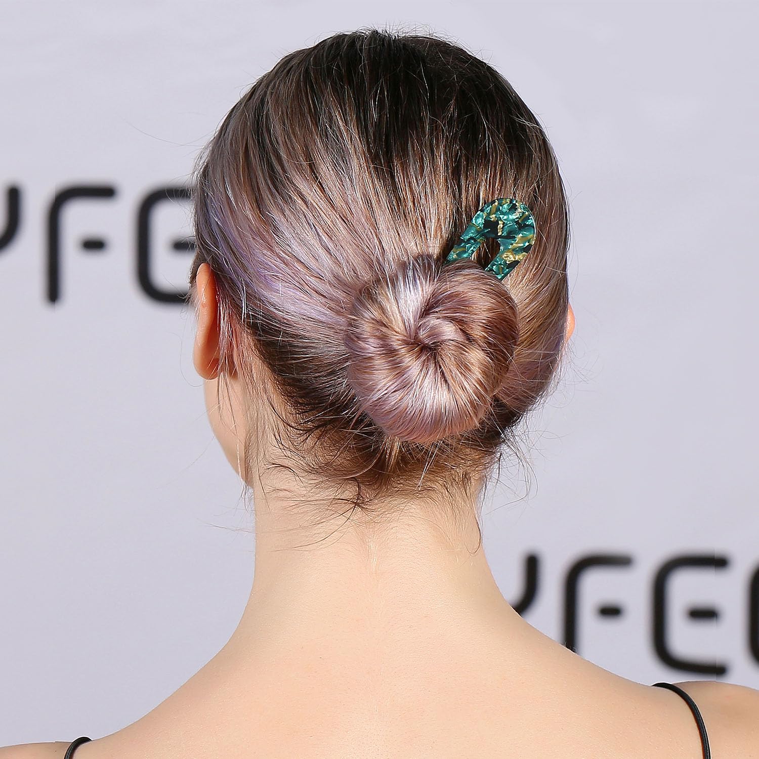 HYFEEL pin en forma U marrón floral lateral para estilo rápido