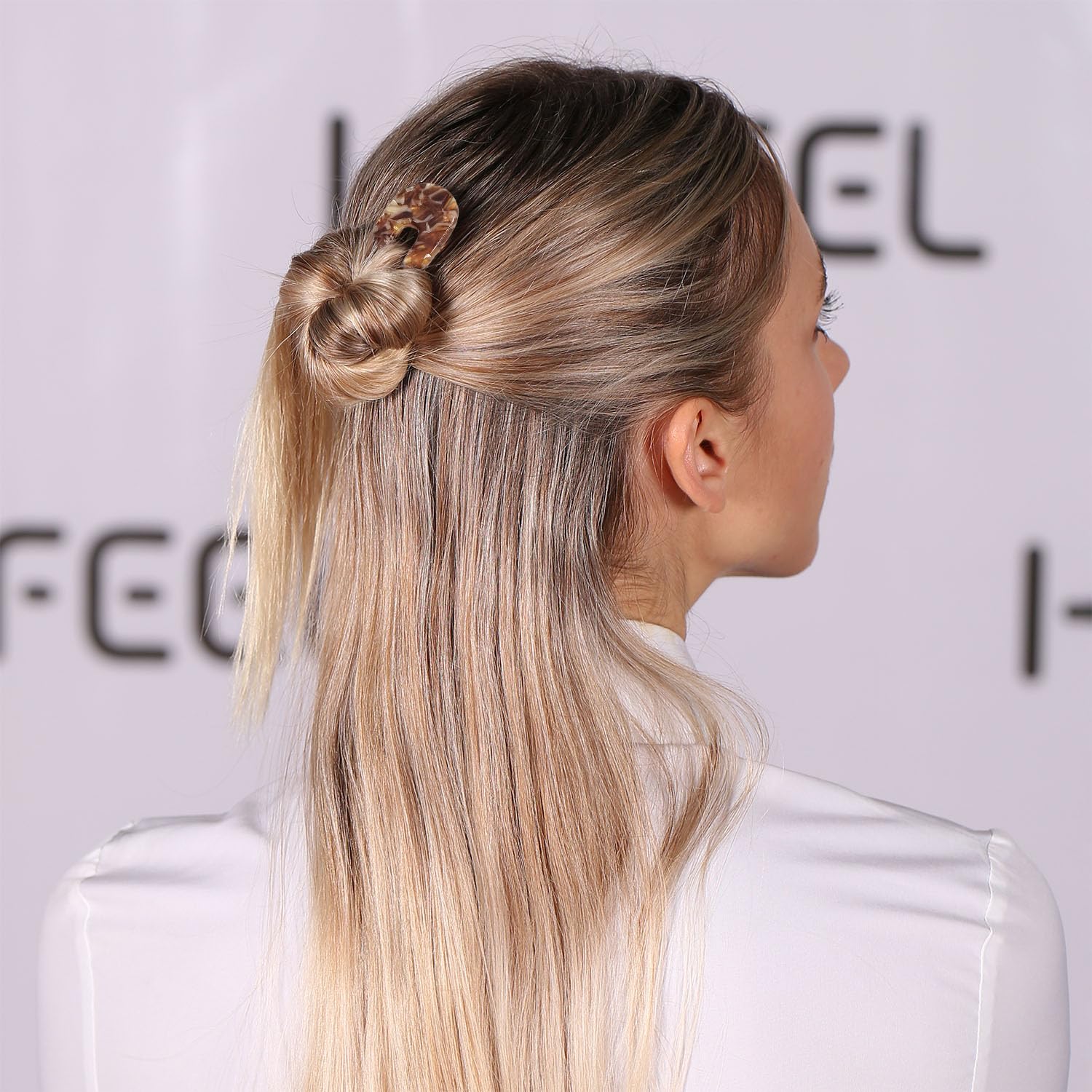 HYFEEL pin de cabello en forma U verde, vista lateral