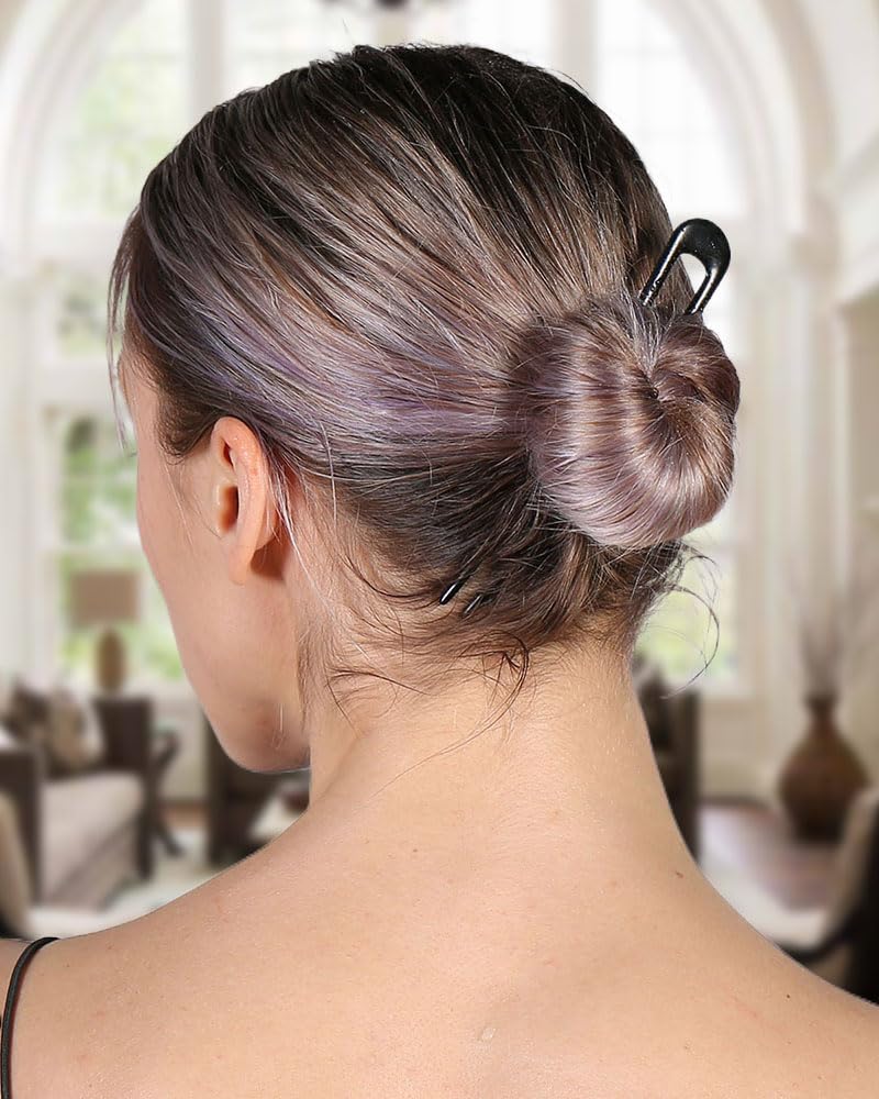 HYFEEL U-shaped hair stick long black bun hold