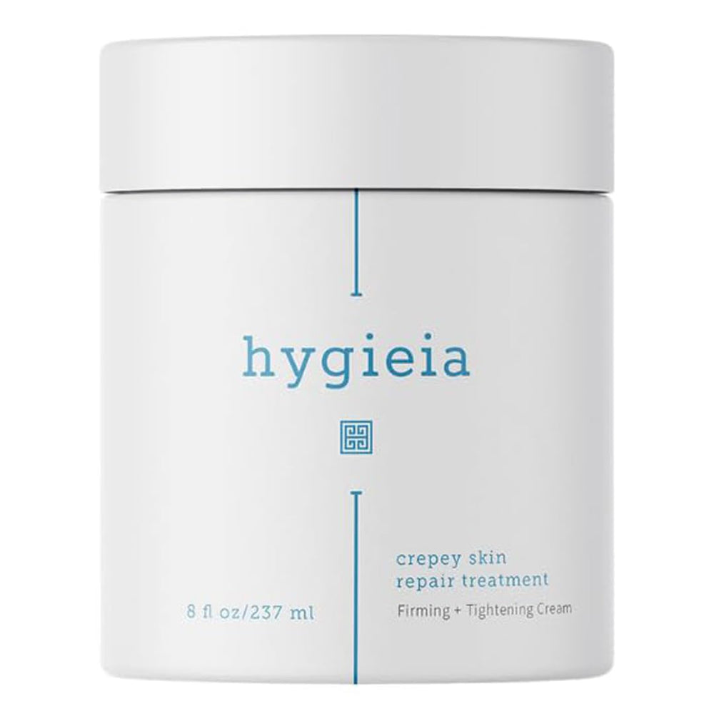 Hygieia crepey skin cream 8oz jar provides deep hydration for smoother skin.