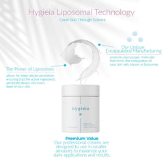 Hygieia crepey skin cream close-up shows creamy, rich consistency for nourishment.