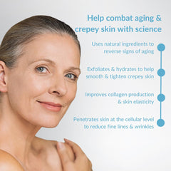 Hygieia+ idebenone hyaluronic acid cream swirl showing hydration and rejuvenation potential.