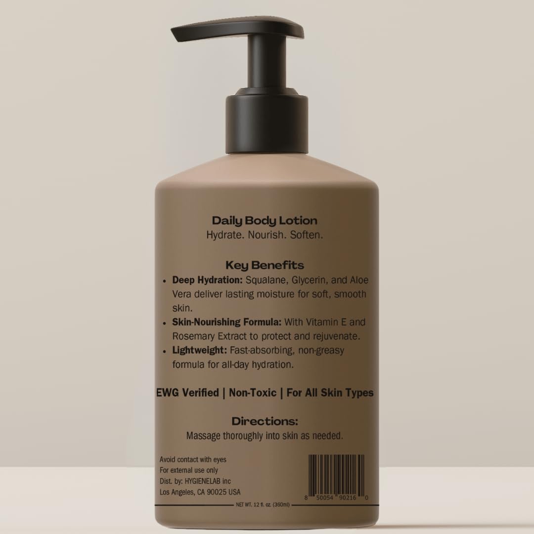 HygieneLab daily-use fragrance-free lotion suited for sensitive skin.