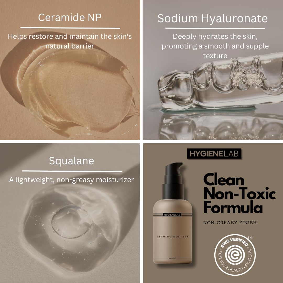 HygieneLab Face Moisturizer with aloe leaf soothes and nourishes dry skin.