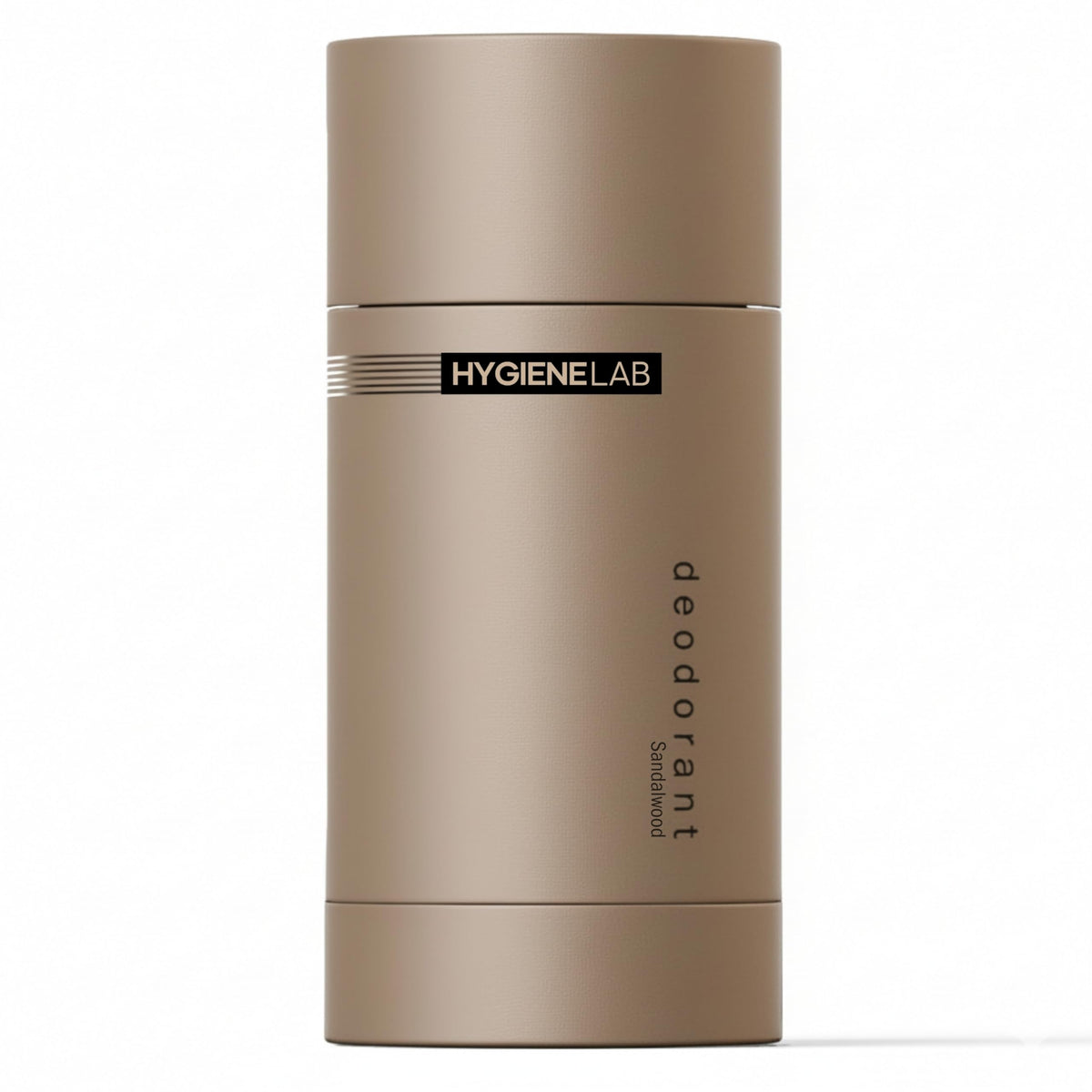 HygieneLab Men's Deodorant bottle with woodsy sandalwood scent for daily freshness
