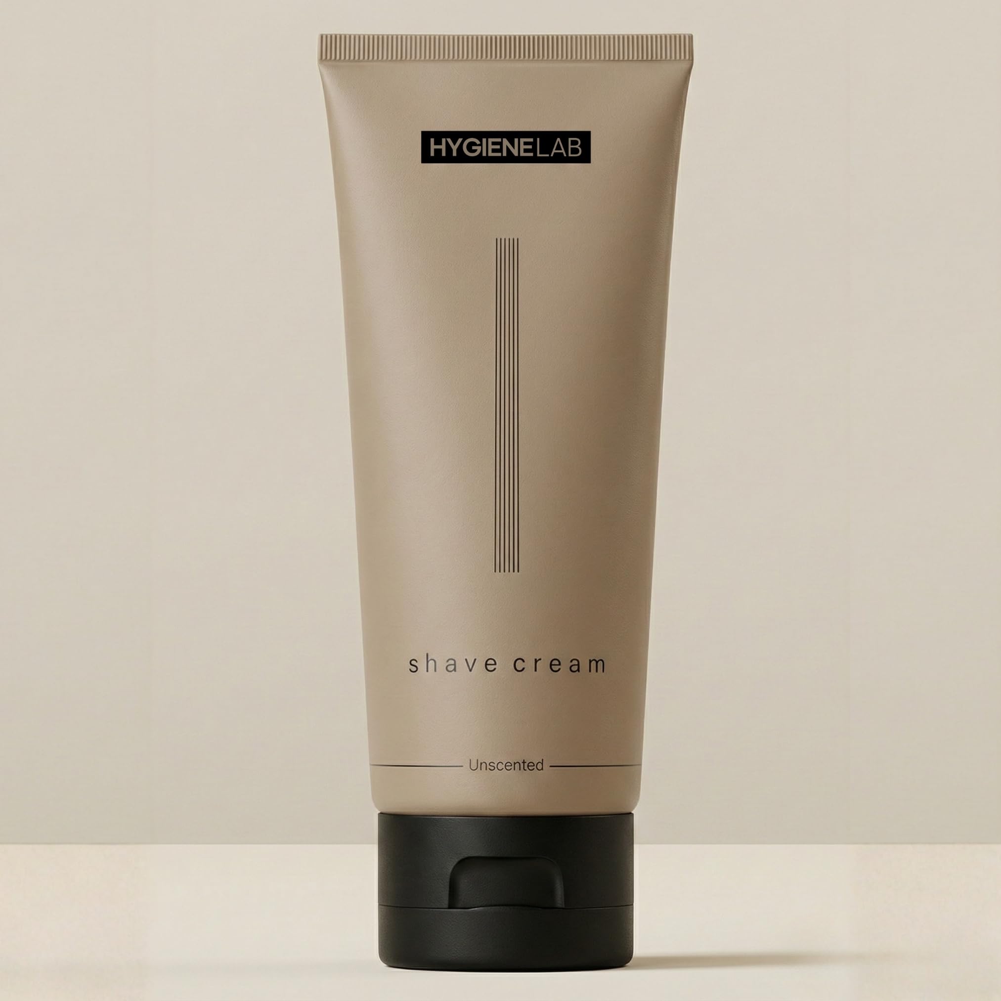 HygieneLab shaving cream packaging showing fragrance-free formula
