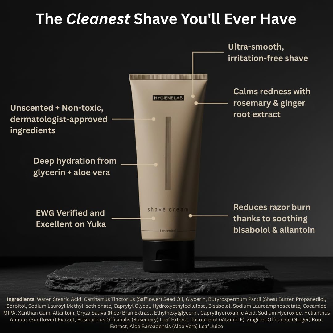HygieneLab shaving cream texture close-up for smooth, non-greasy glide