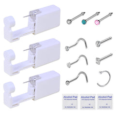 HYJLPAF nose piercing kit 3-pack contents for easy at-home piercing