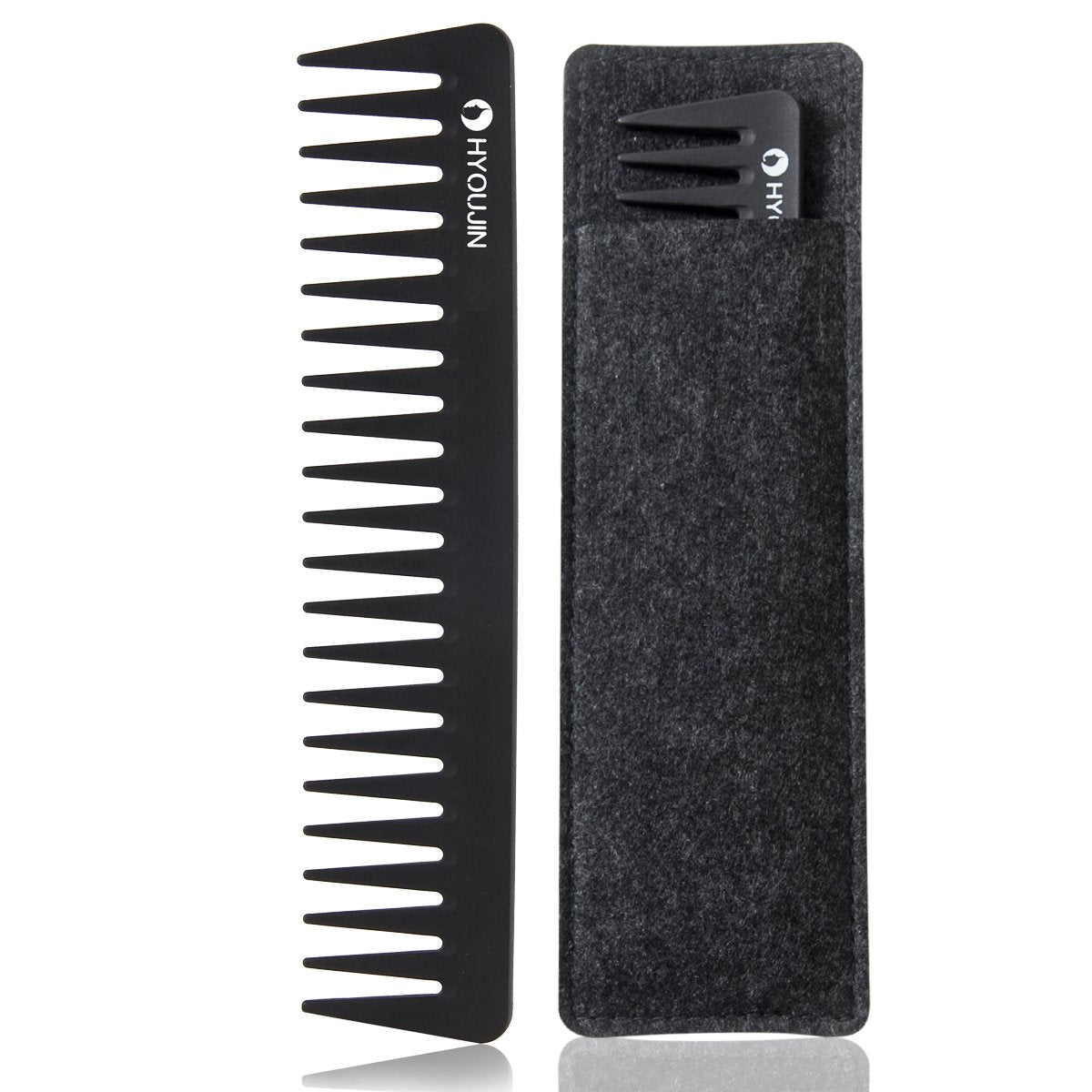 HYOUJIN 601 carbon wide-tooth comb for wet hair with smooth detangling.