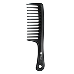 HYOUJIN black wide-tooth detangler paddle, front view, smooth detangling for all-day styling.
