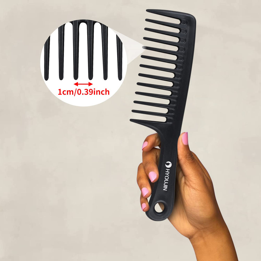 HYOUJIN detangler paddle, side grip view, ergonomic handle for comfortable brushing.
