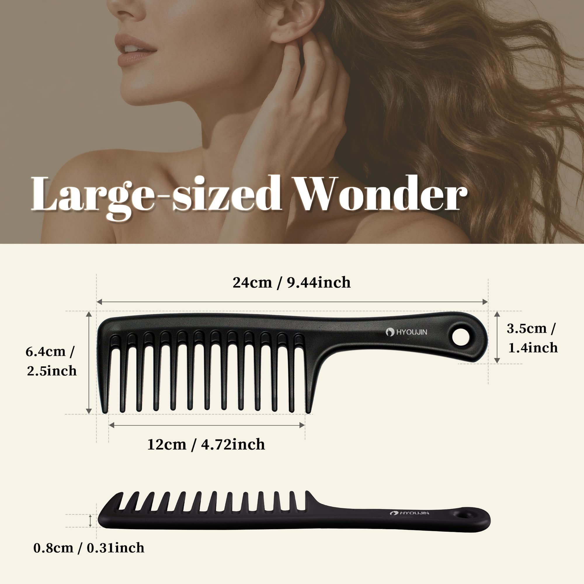 HYOUJIN paddle teeth close-up, wide spacing for gentle detangling.