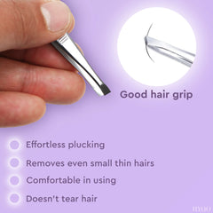 HYQO precision slanted tips remove fine brow hairs with control.
