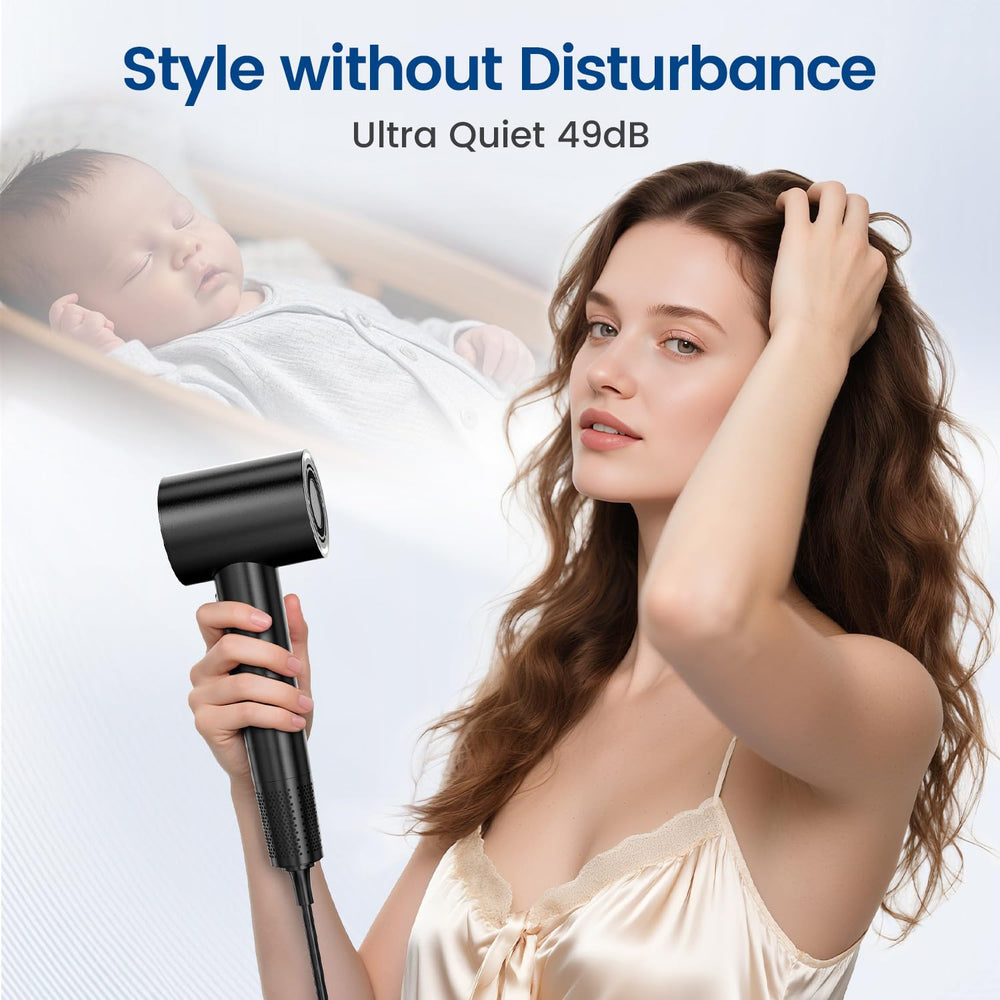 Hyspeedh hair dryer side view highlighting ergonomic design for easy handling.