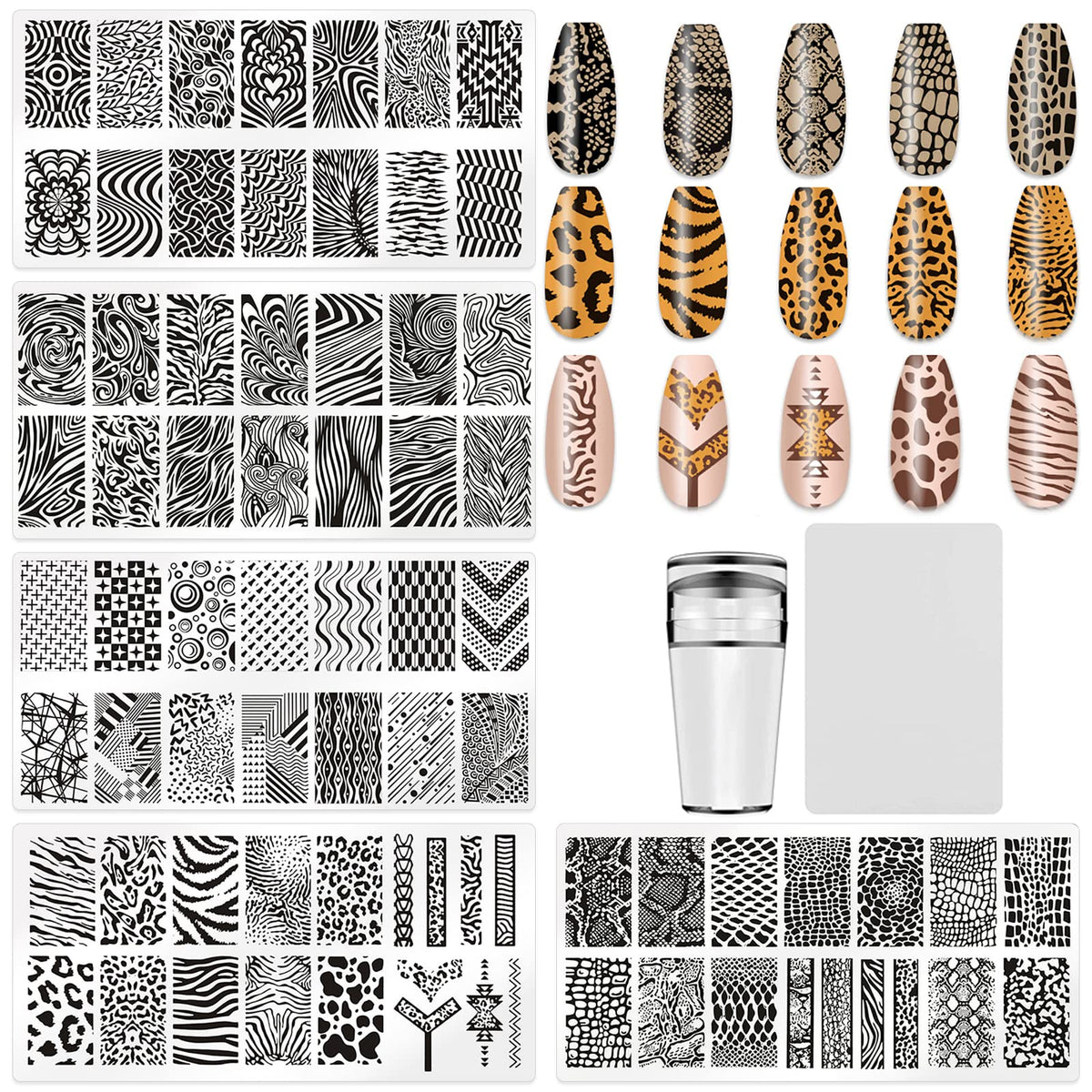 HYWWPFLAY leopard print plate for quick, salon-quality nail art at home