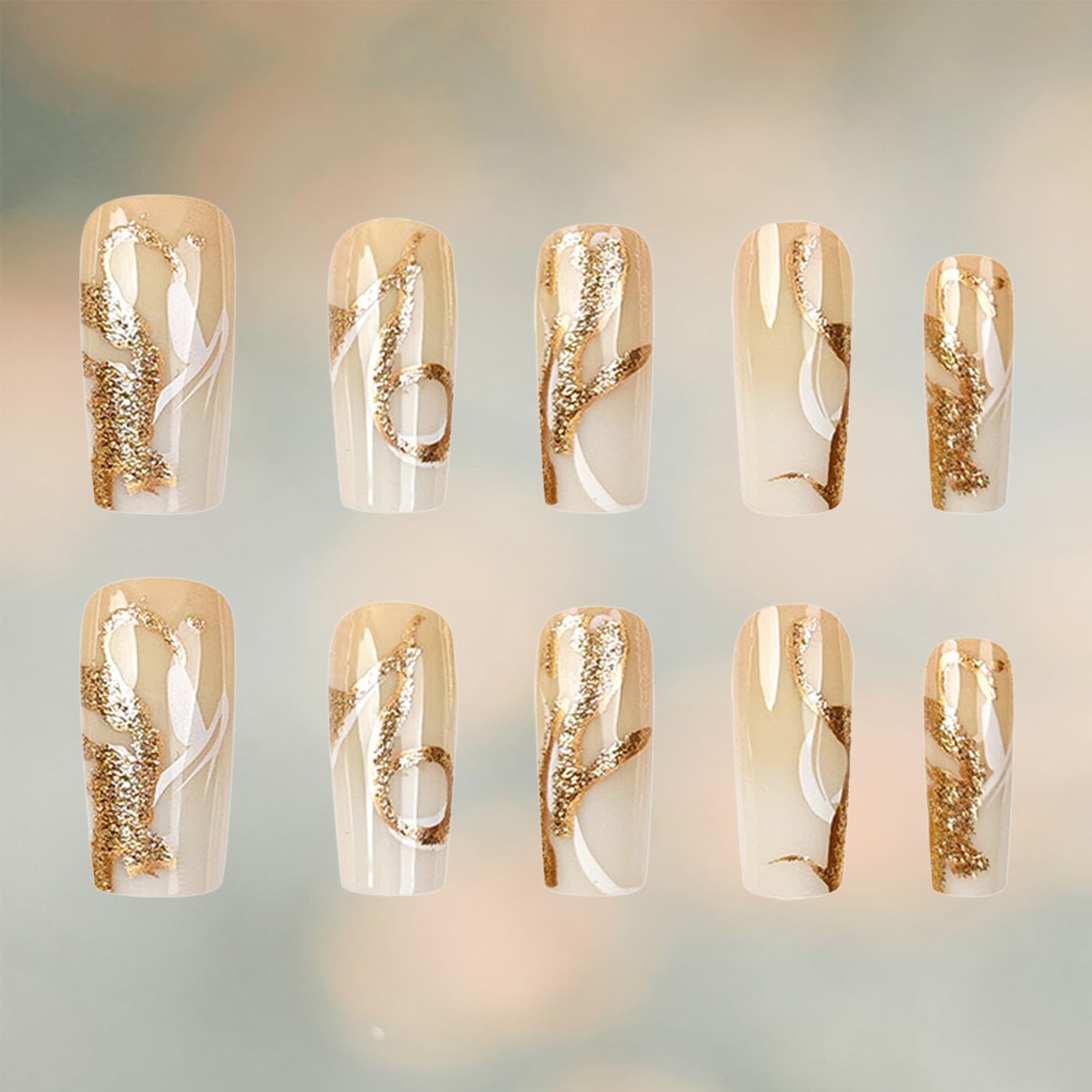 HZJXRT Uñas ombré blanco y amarillo para efecto suave y elegante.