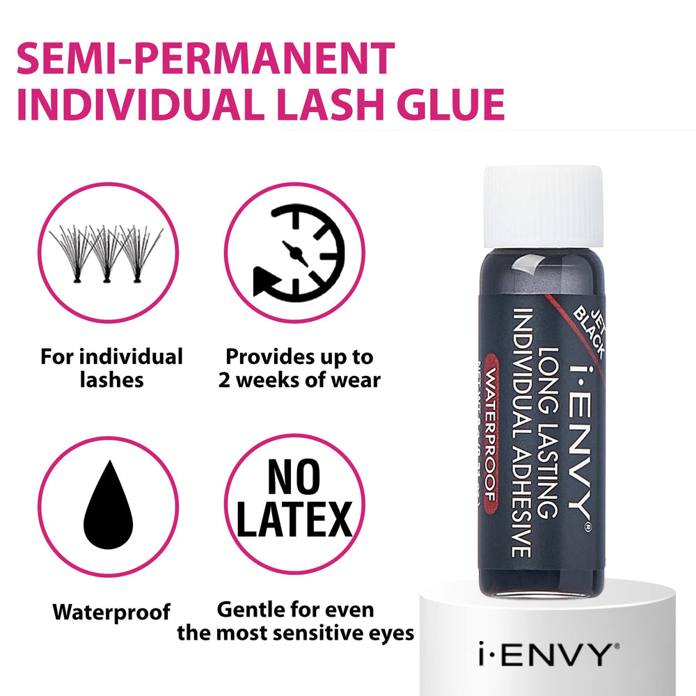 i-ENVY adhesive for individual lashes close-up shows strong hold.