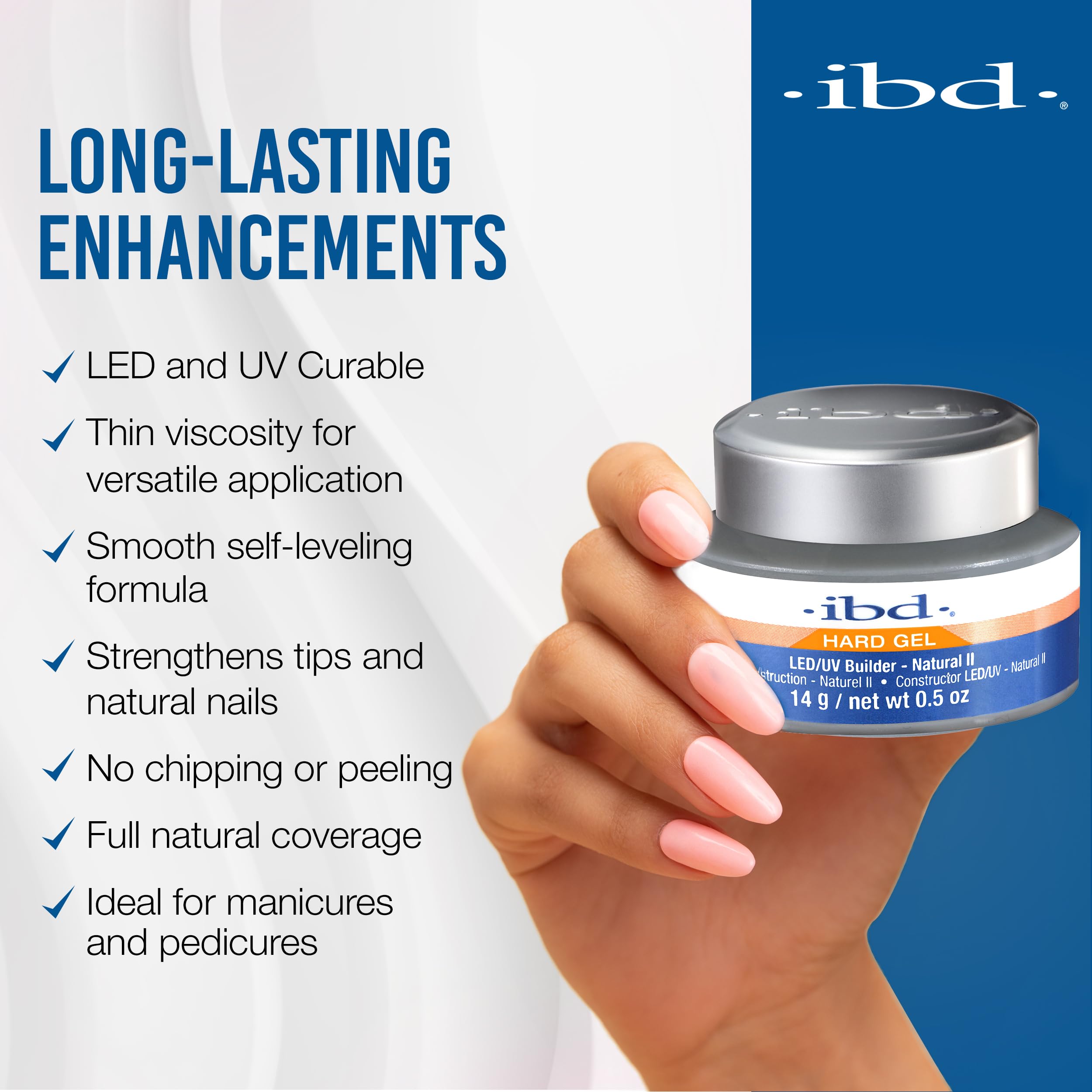 IBD Hard Gel LED/UV Natural II, textura suave para cobertura uniforme