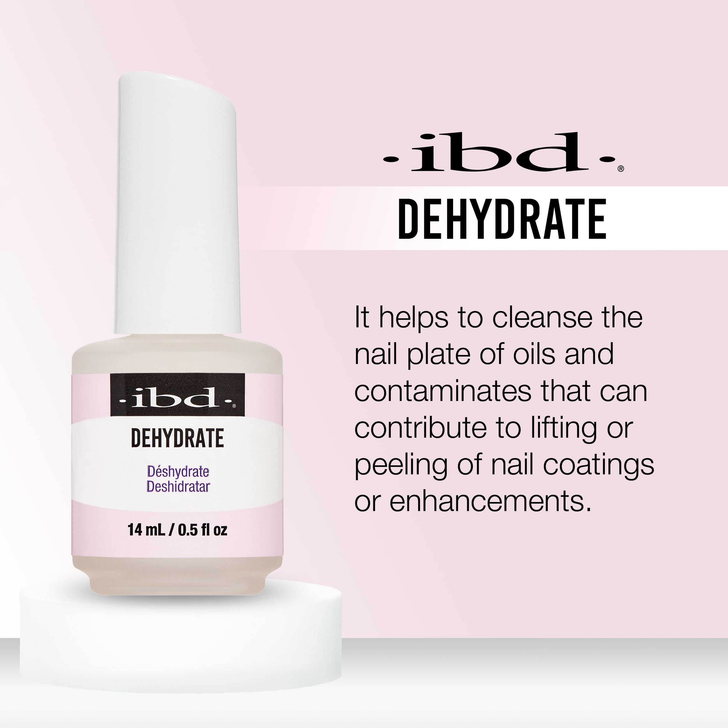 IBD deshidratante para uñas, placa limpia y lista para adherencia del gel o acrílico.