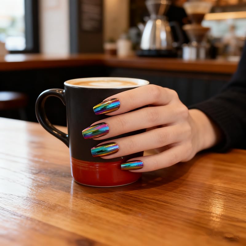 Detalle del acabado espejo en las uñas iBeautying para brillo intenso