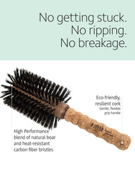 Ibiza Hair cork handle provides ergonomic grip during brushing sessions