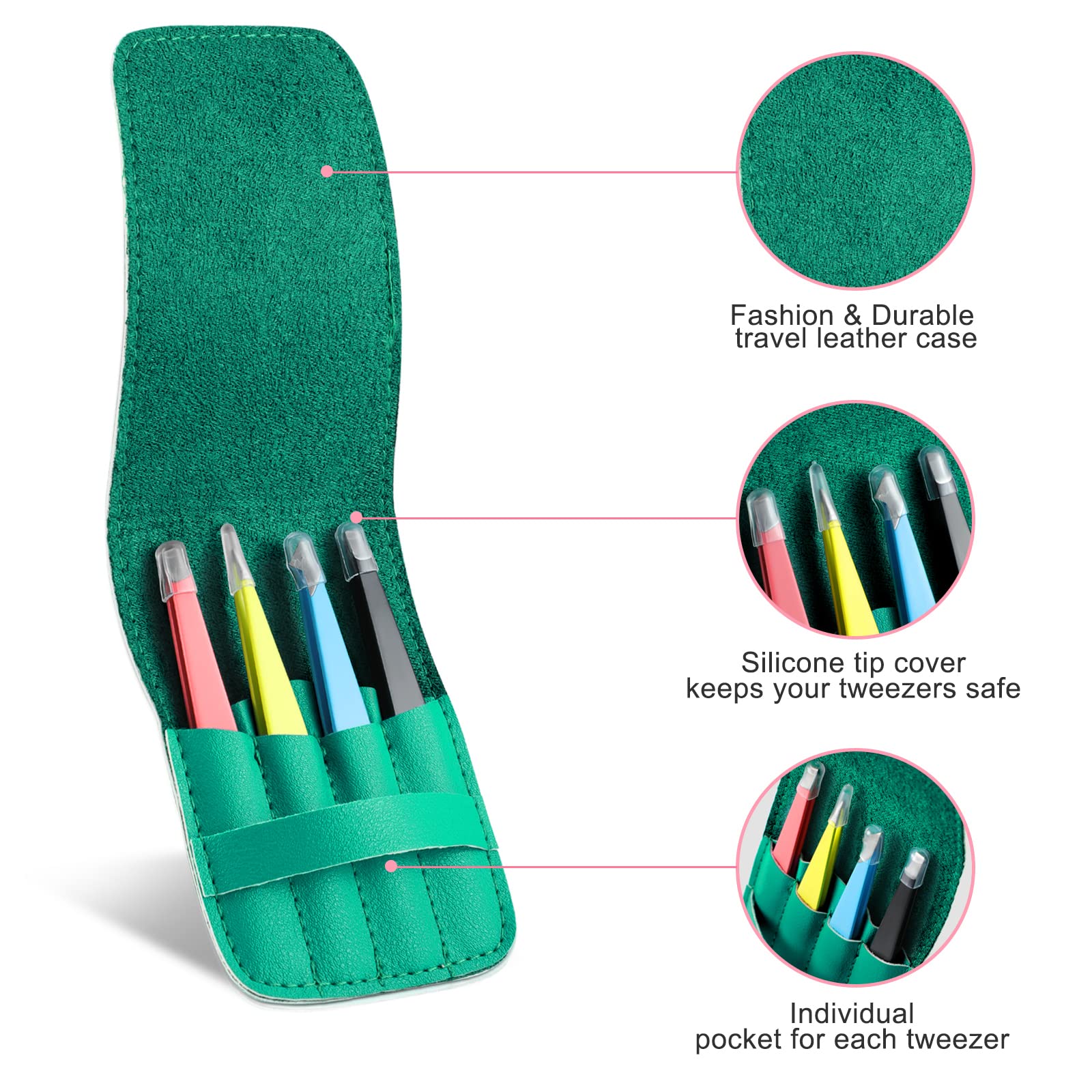 iBuneerly travel case keeps all four tweezers organized and protected.