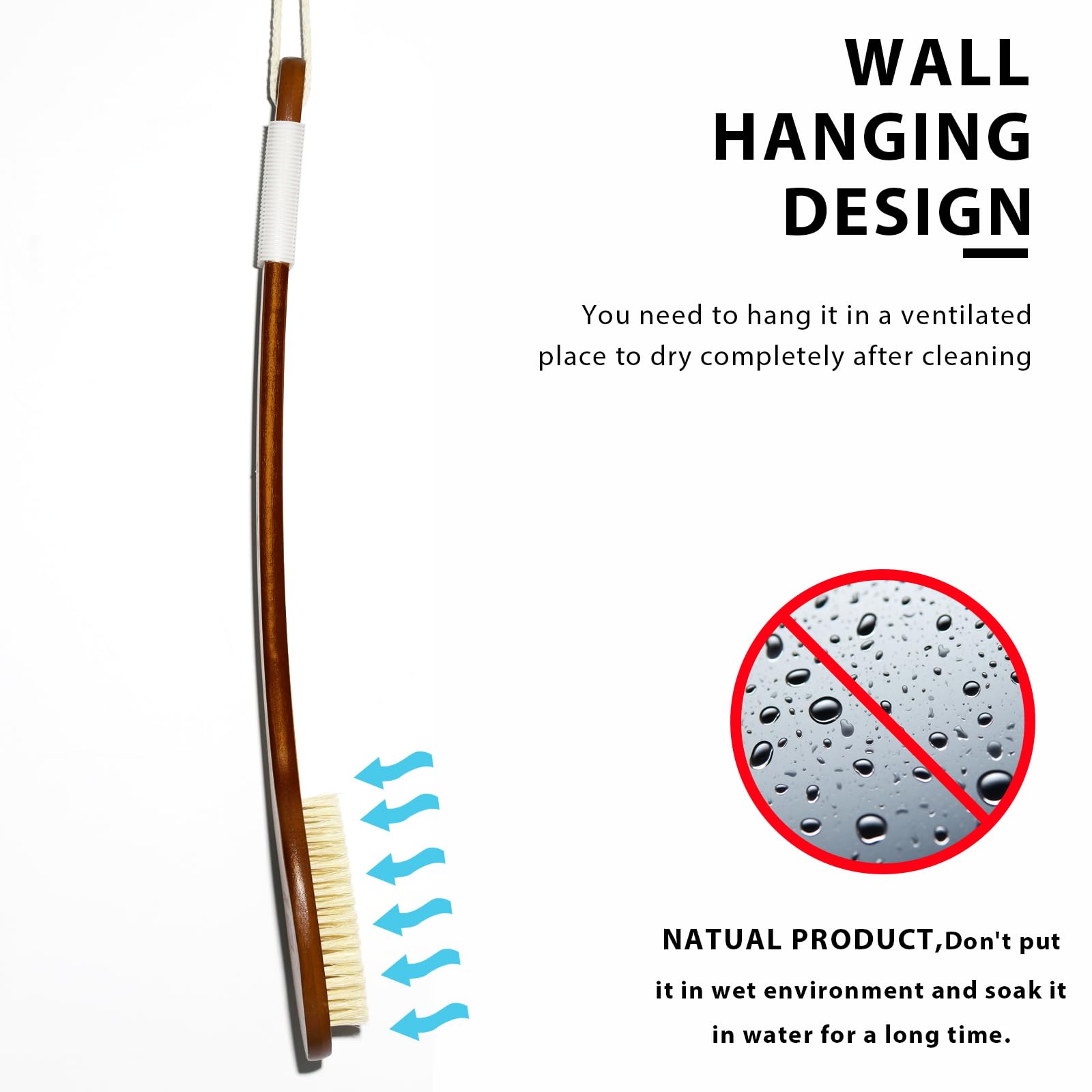 ICANdOIT hanging rope keeps the brush dry between uses.
