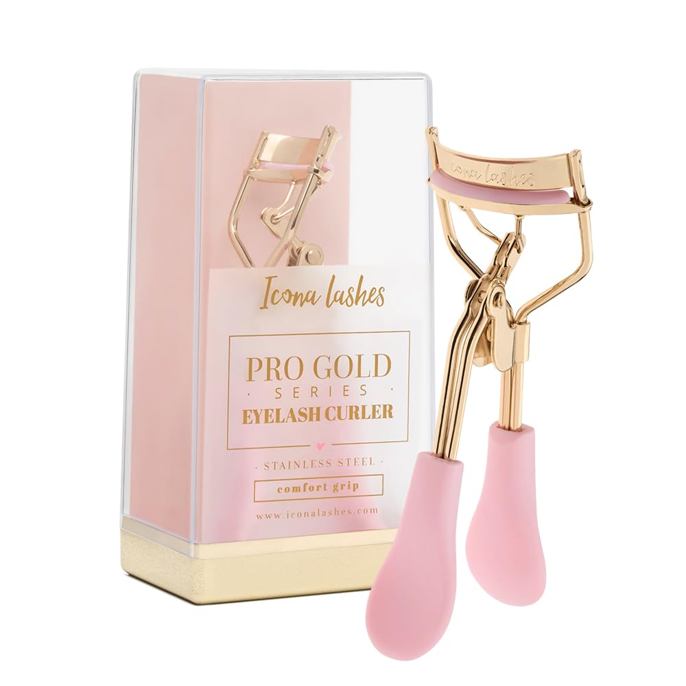 Icona Lashes eyelash curler with 24K gold plating for a luxe, precise curl.