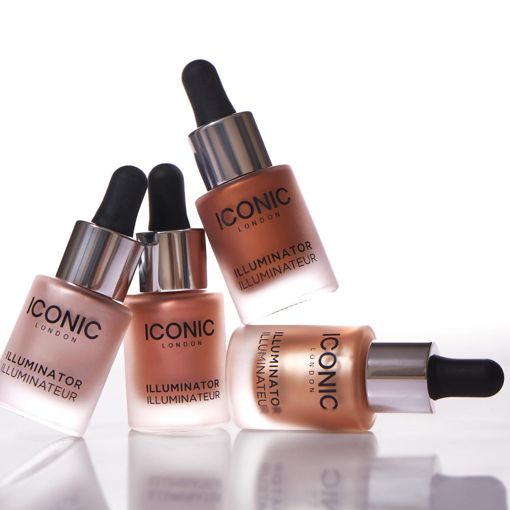 ICONIC LONDON Illuminator swatch on cheekbone adds radiant glow