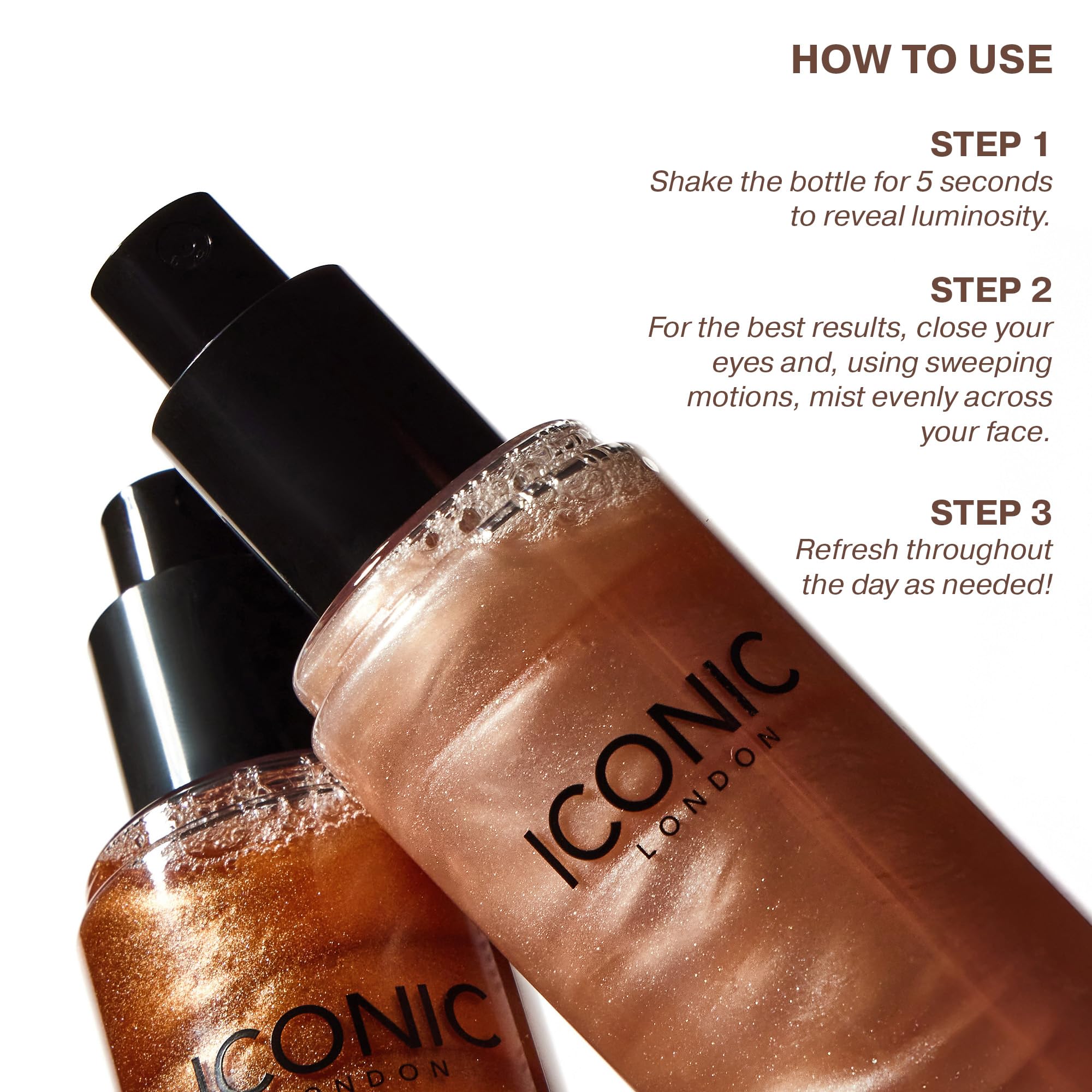 ICONIC LONDON Prep-Set-Glow on bare face delivering luminous sheen