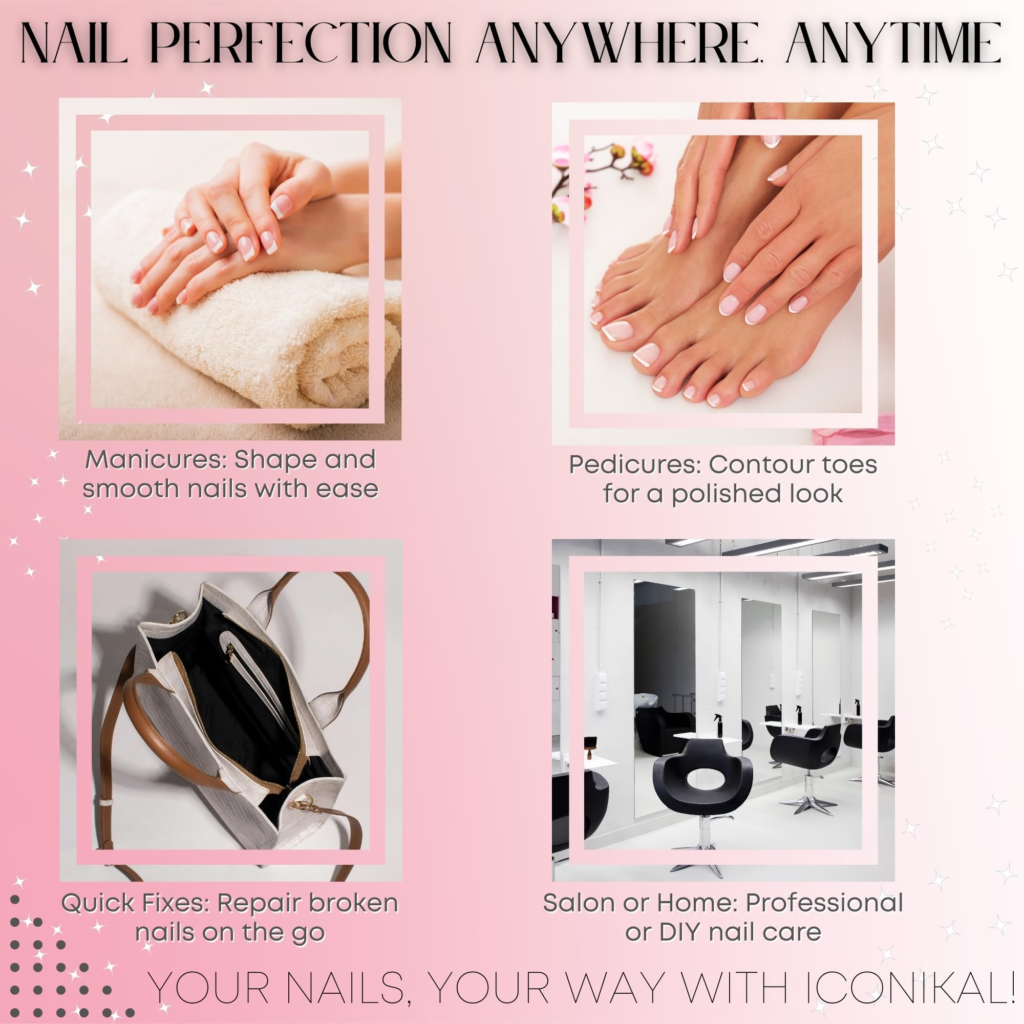 Iconikal 140-pack nail files offering bulk value for frequent manicures.