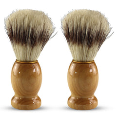 Iconikal 2-pack wood handled badger brush with ergonomic grip for precise lathering.