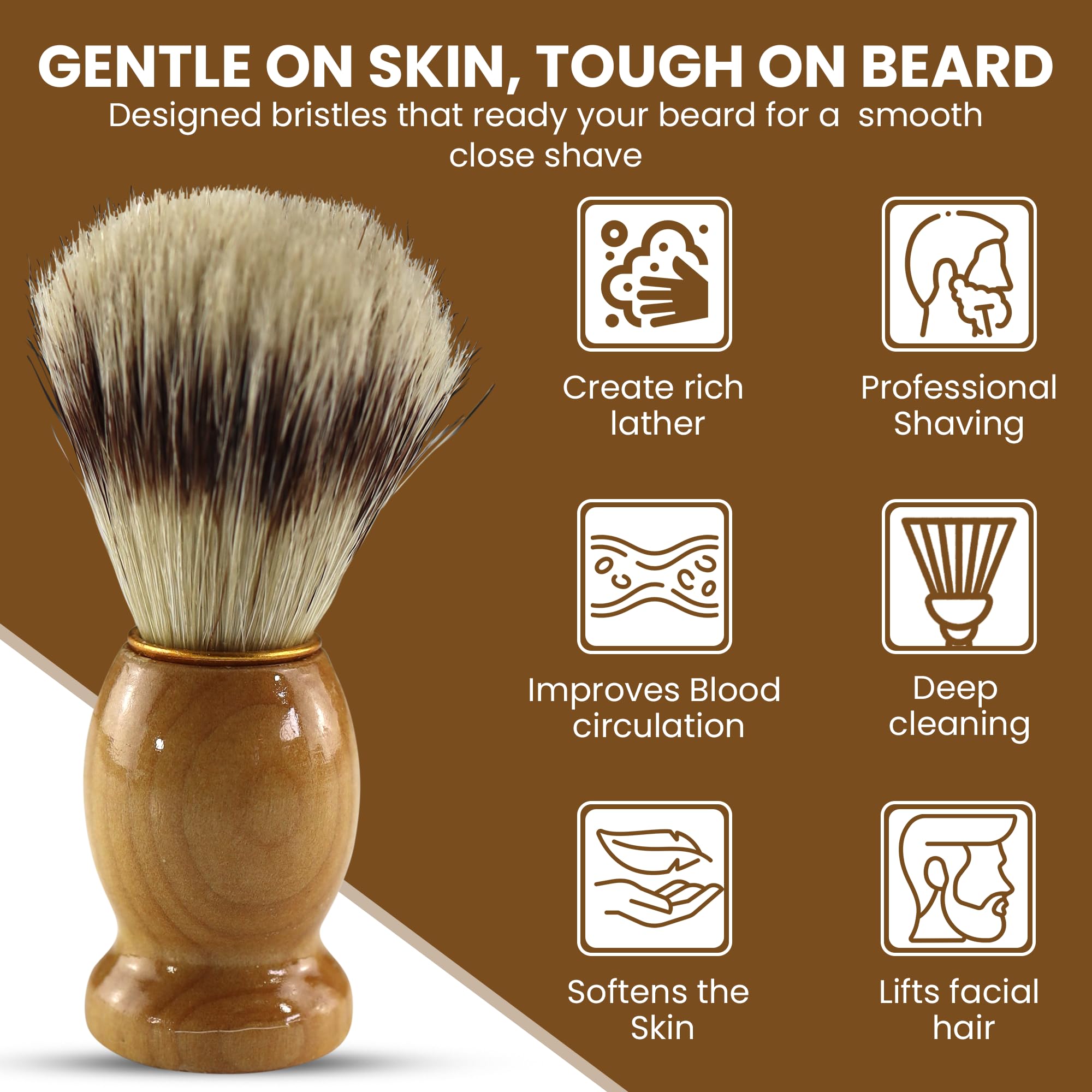 Iconikal badger hair bristles create rich lather for a smooth shave.