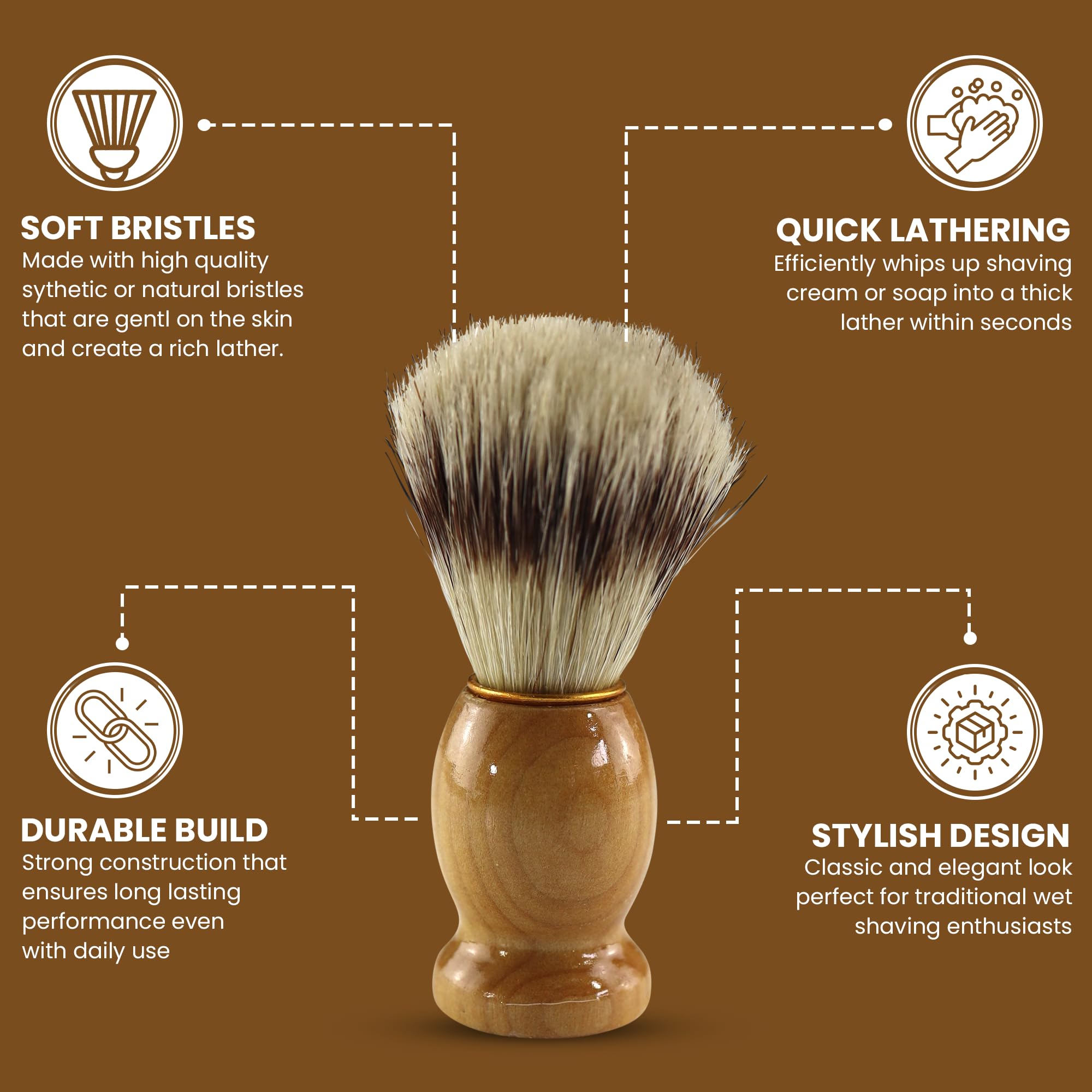 Iconikal wood handle provides comfortable grip during daily grooming.