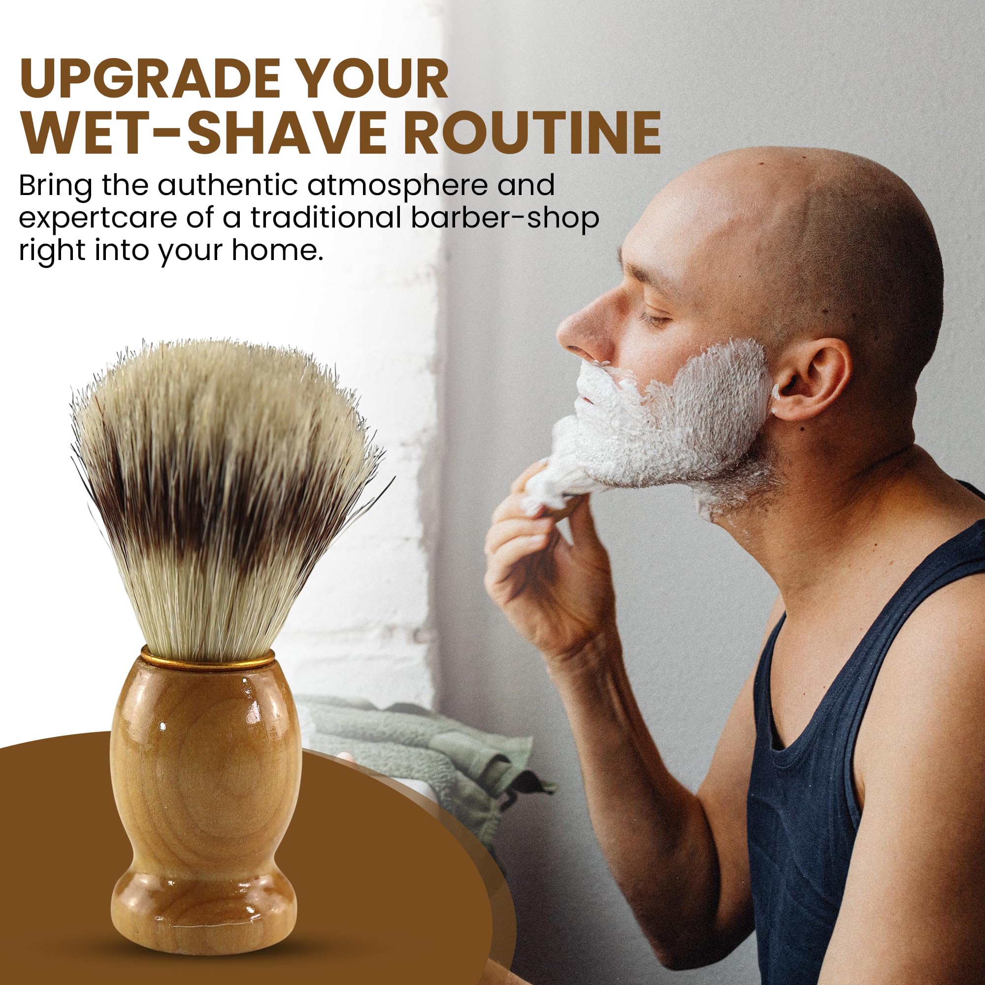 Iconikal brush works with traditional razors or modern cartridges.