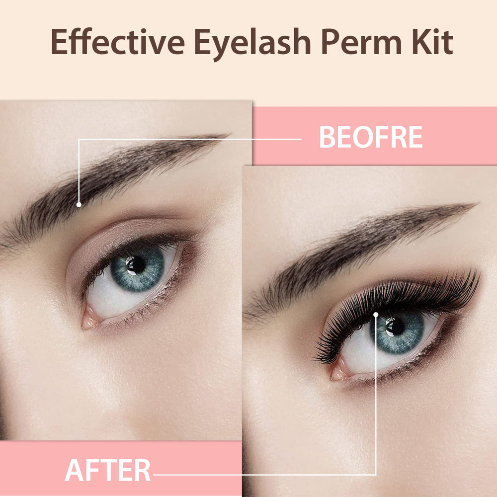 ICONSIGN Lash Lift Kit 2026 close-up shows lashes before and after curling.
