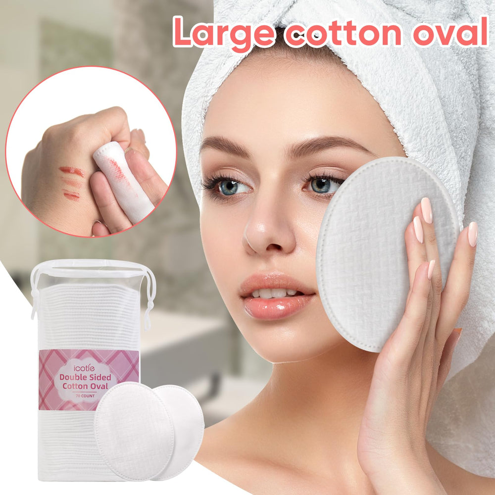 ICOTLE cotton pad ready for wet cleansing or dry makeup removal in routines.
