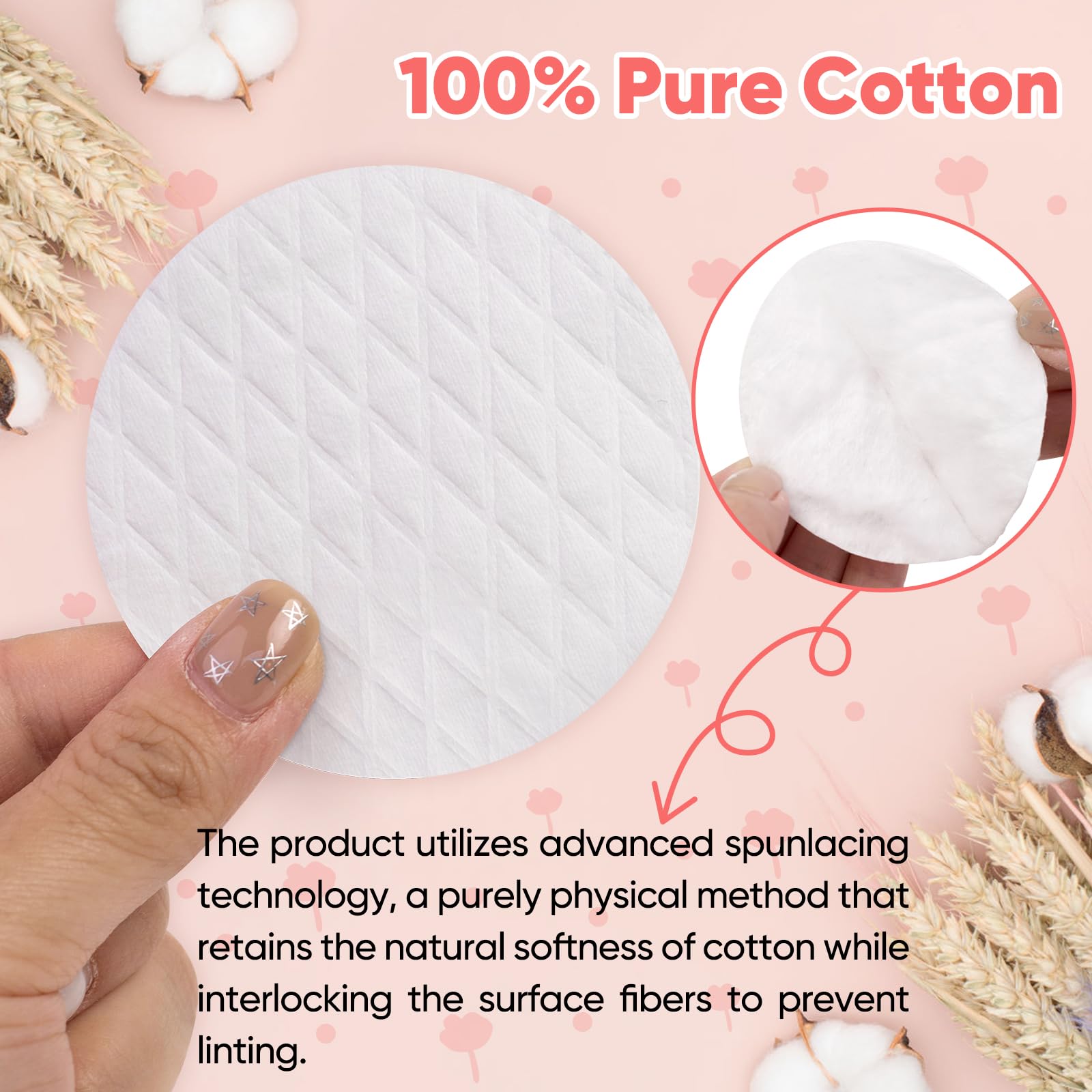 ICOTLE Cotton rounds lint-free surface for gentle cleansing