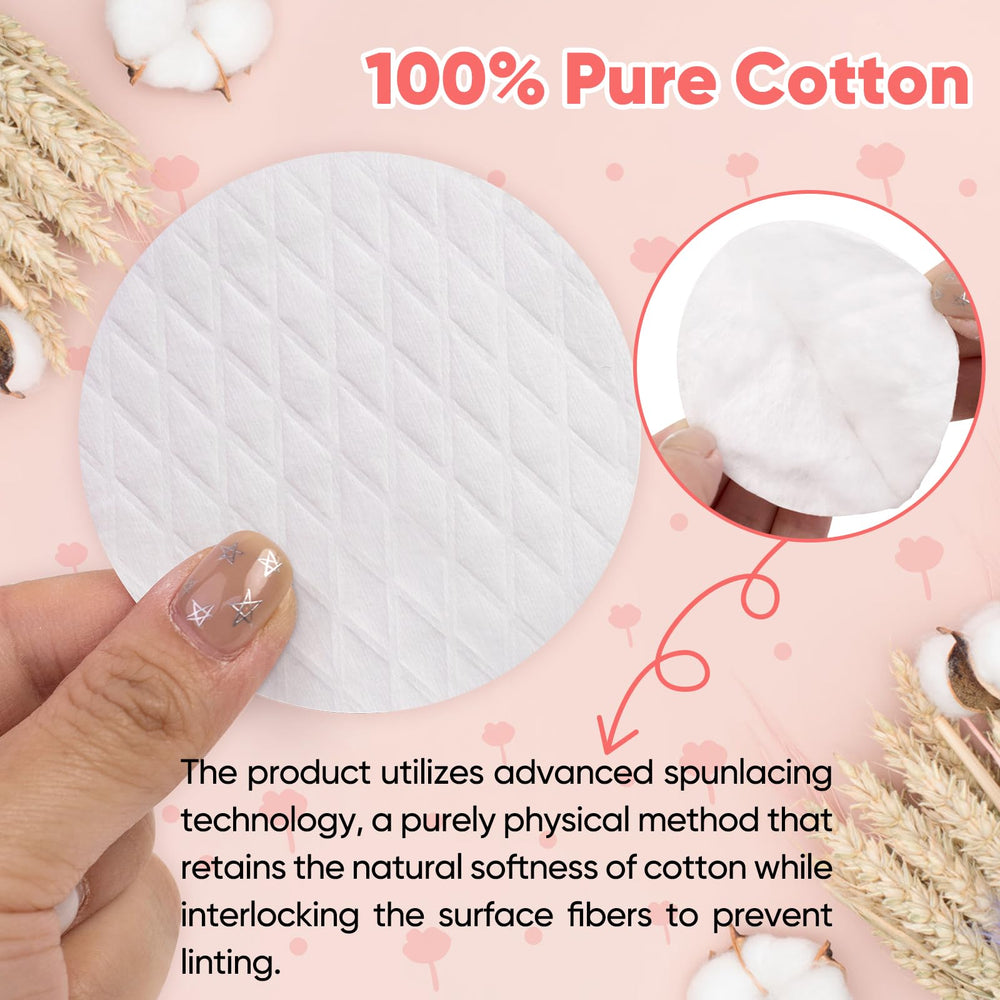 ICOTLE Cotton rounds lint-free surface for gentle cleansing