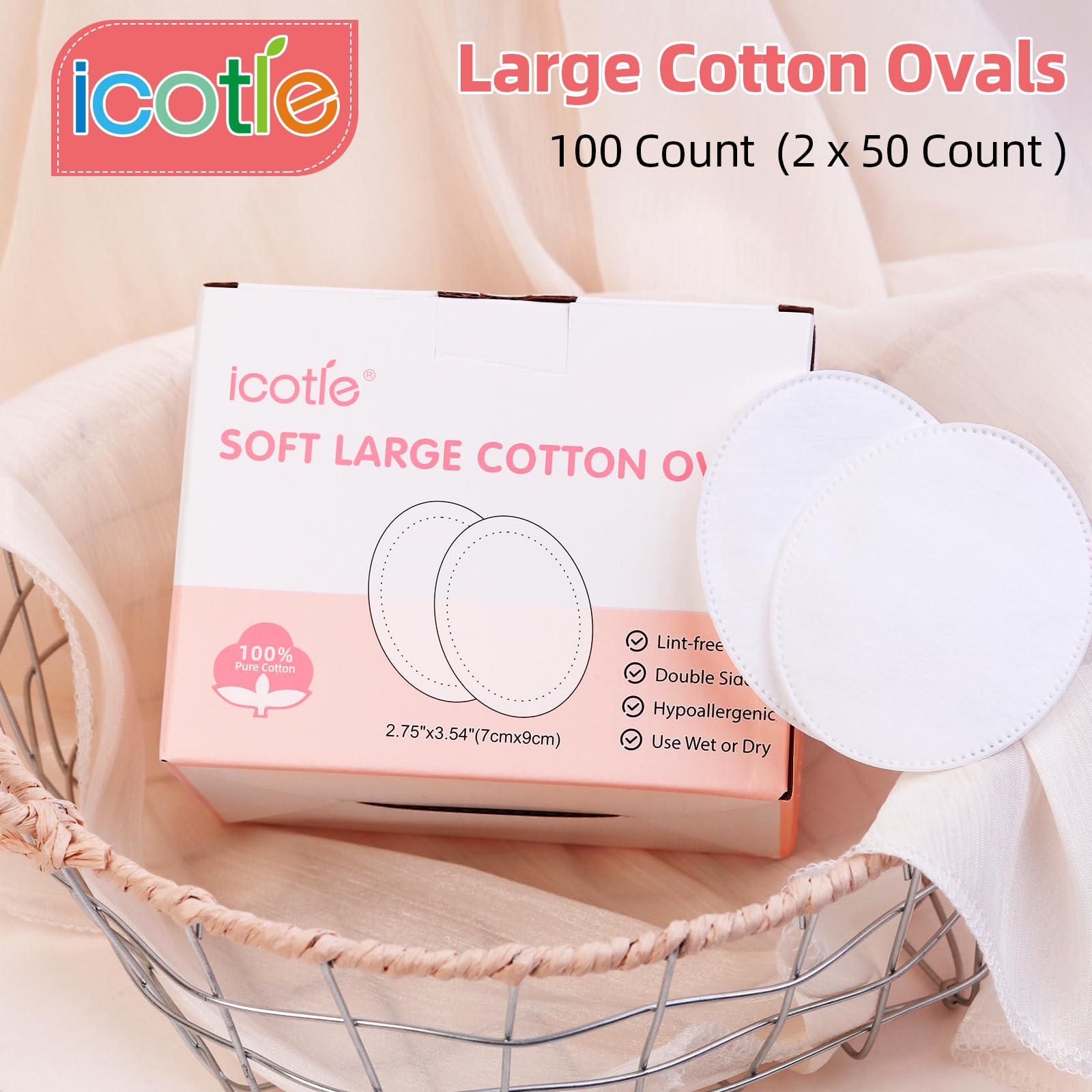 ICOTLE multipurpose cotton pads for makeup, toner, and lotion application