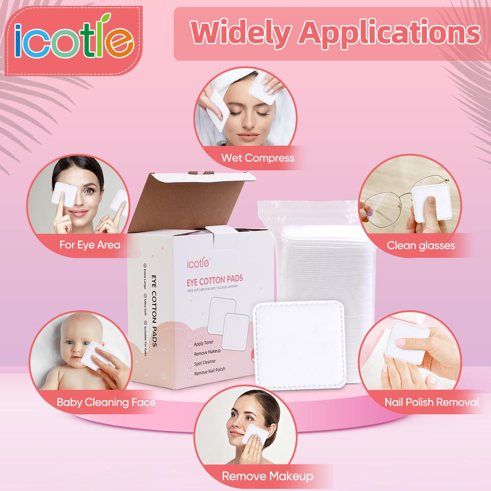 ICOTLE multipurpose cotton pads suitable for makeup removal, skincare, nail care.