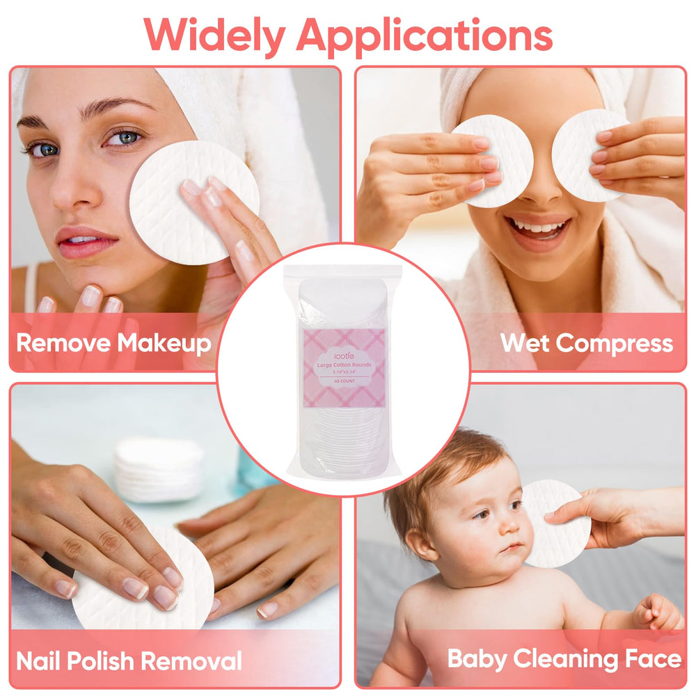 ICOTLE Nail polish removal using cotton rounds with soft cotton