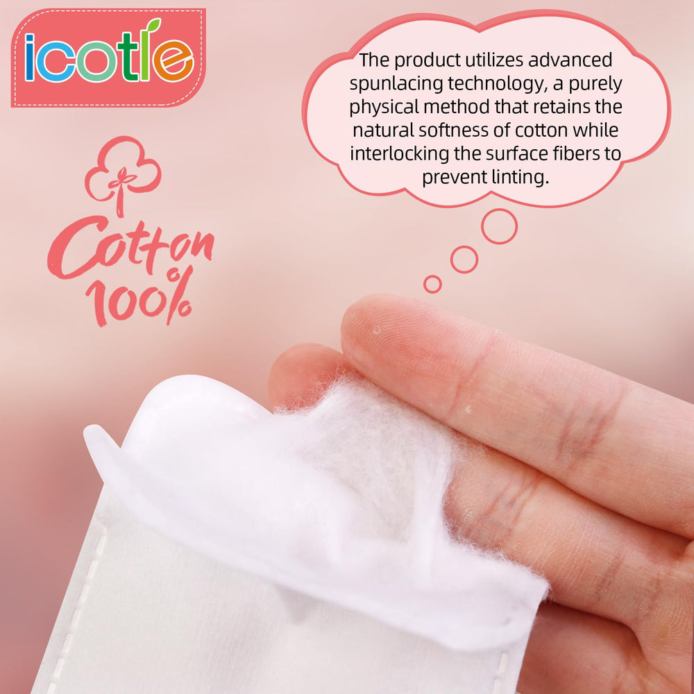 ICOTLE spunlace texture close-up, pure cotton softness for sensitive skin.