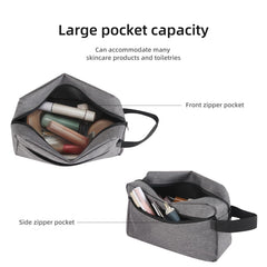 Hanging hook and reinforced handle on the Icramsy toiletry bag