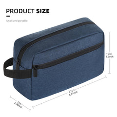 Icramsy travel toiletry bag navy open main compartment for toiletries.
