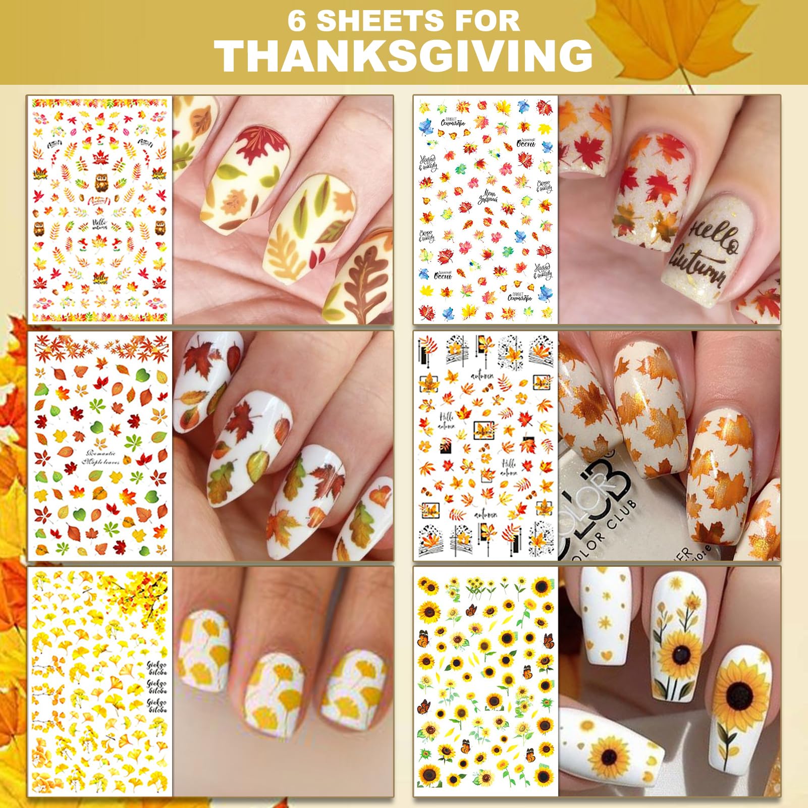 IDDFEVE pegatinas de Acción de Gracias para uñas, decoran con estilo.