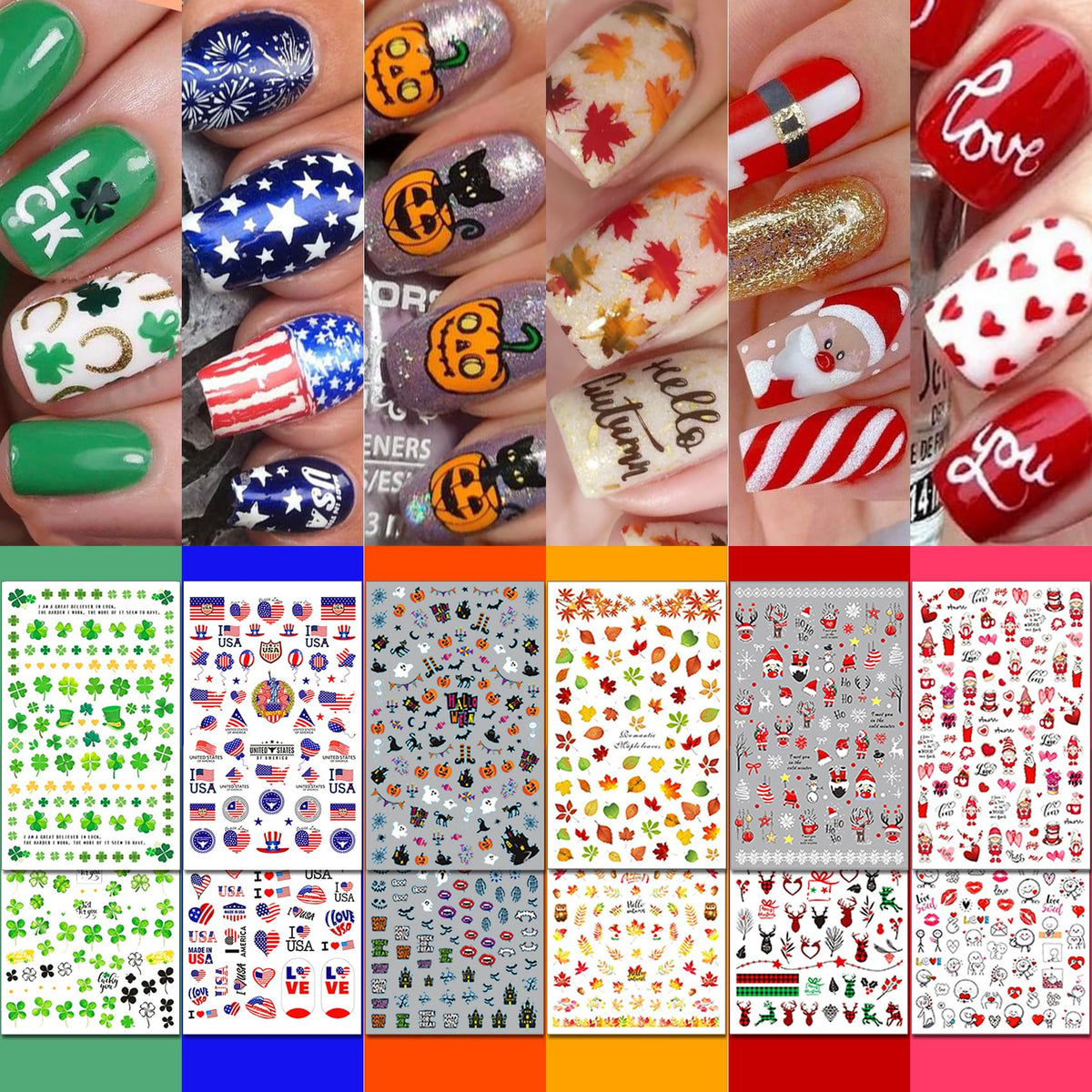 IDDFEVE pegatinas para uñas de Navidad con acabado brillante y duradero.