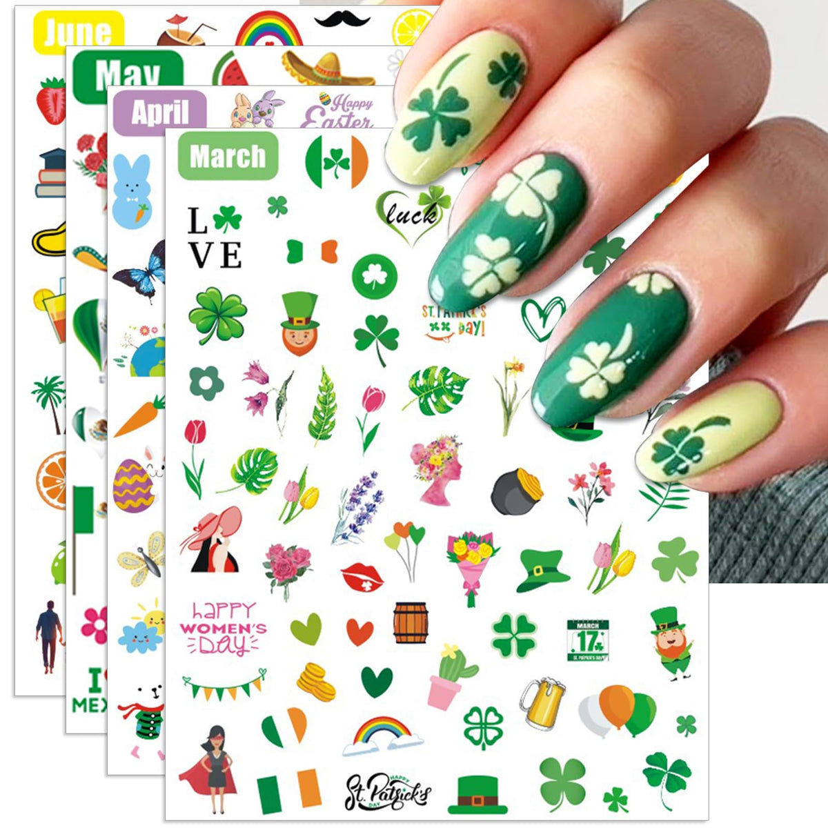 IDDFEVE pegatinas para uñas: diseño de 12 meses para cualquier ocasión.