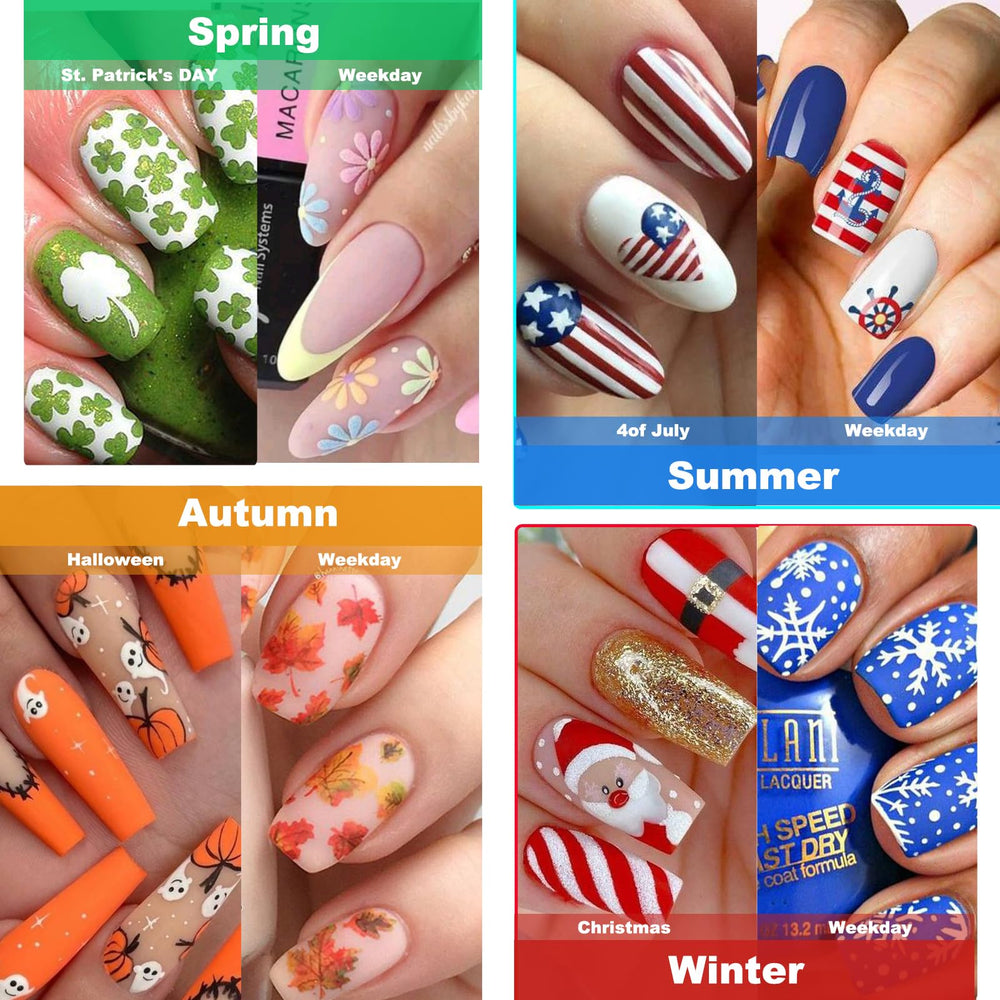 IDDFEVE pegatinas para uñas: 24 hojas de diseños mensuales variados.