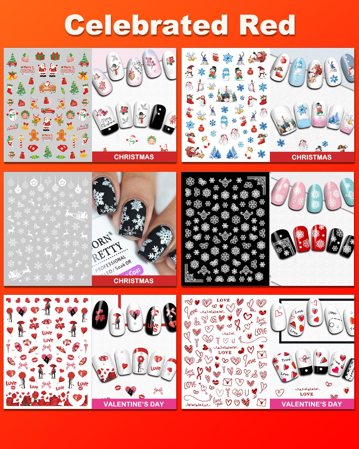 IDDFEVE pegatinas para uñas – colección de 36 láminas para combinar con esmalte.
